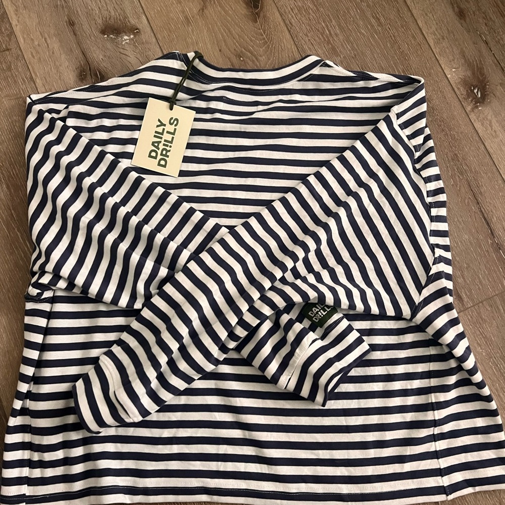 Daily Drills Navy and White Striped sweatshirt